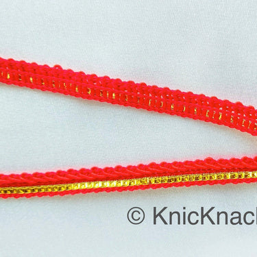 Red And Gold Gimp Trim, Approx. 8mm wide, Upholstery Trim